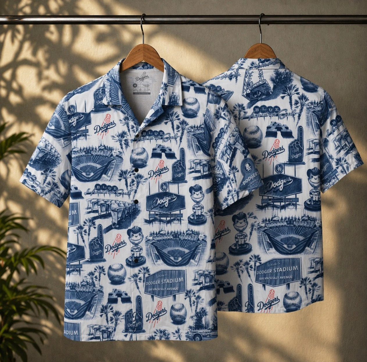 Dodgers Hawaiian Shirt Mens White Blue All Over Print BL2549