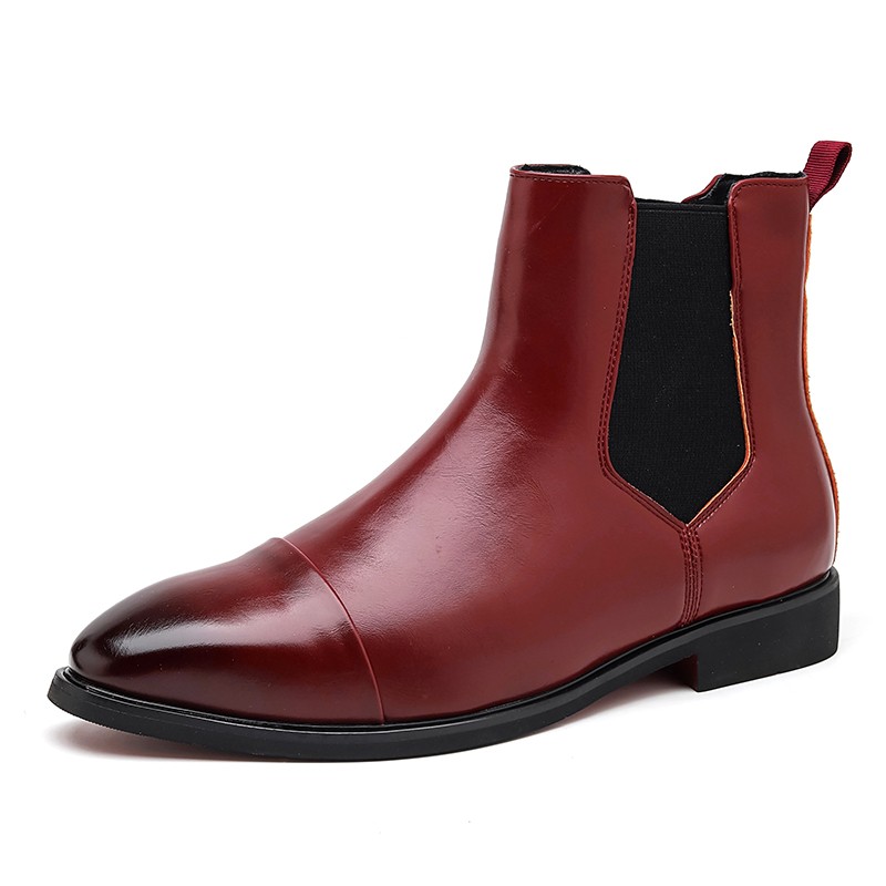 Men’s Faux Leather Pointed Toe Pull On Chelsea Ankle Shoes Boots Party Shoes New