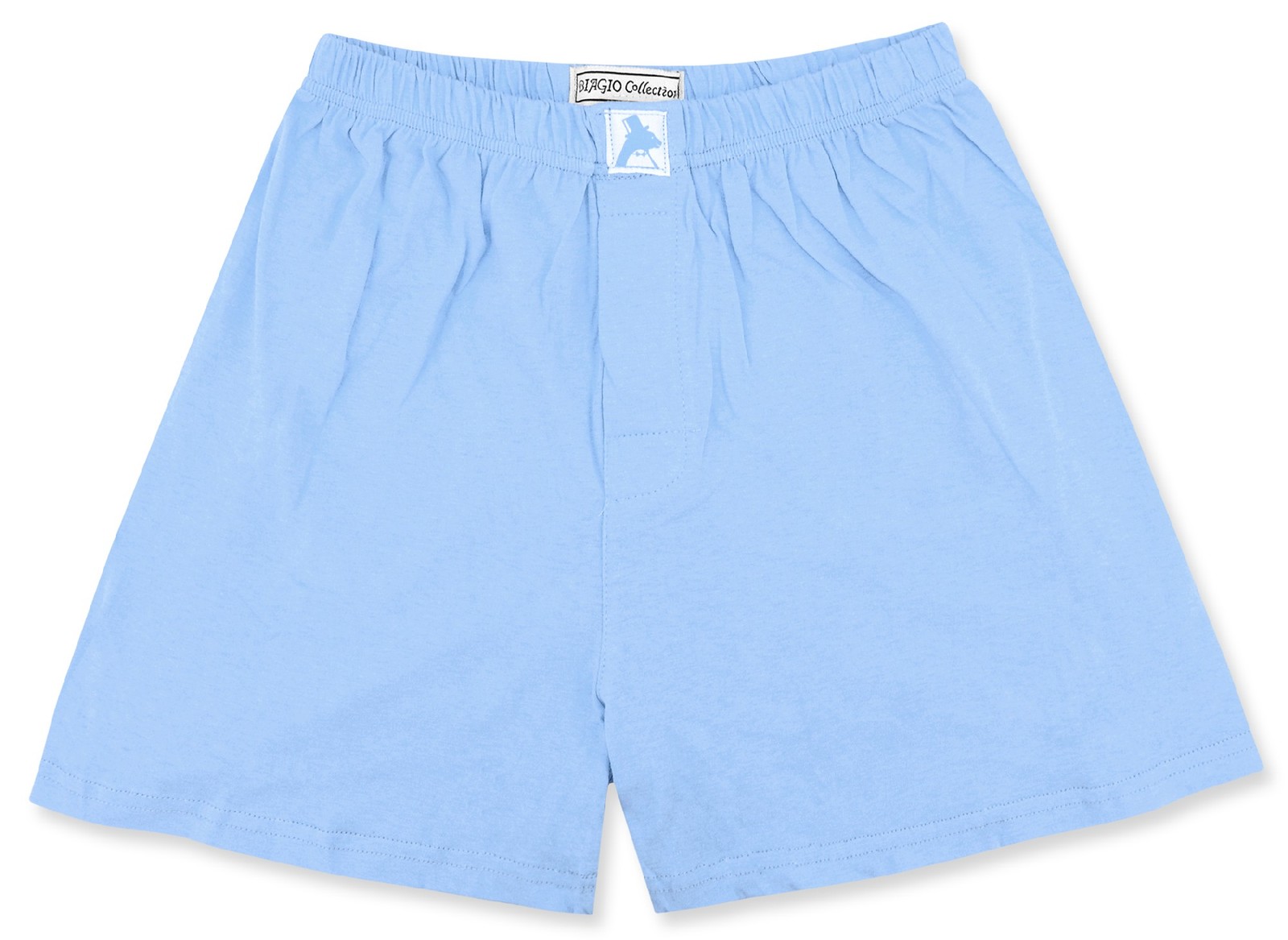 Biagio Mens Solid Baby Blue Color BOXER 100% Knit Cotton Shorts