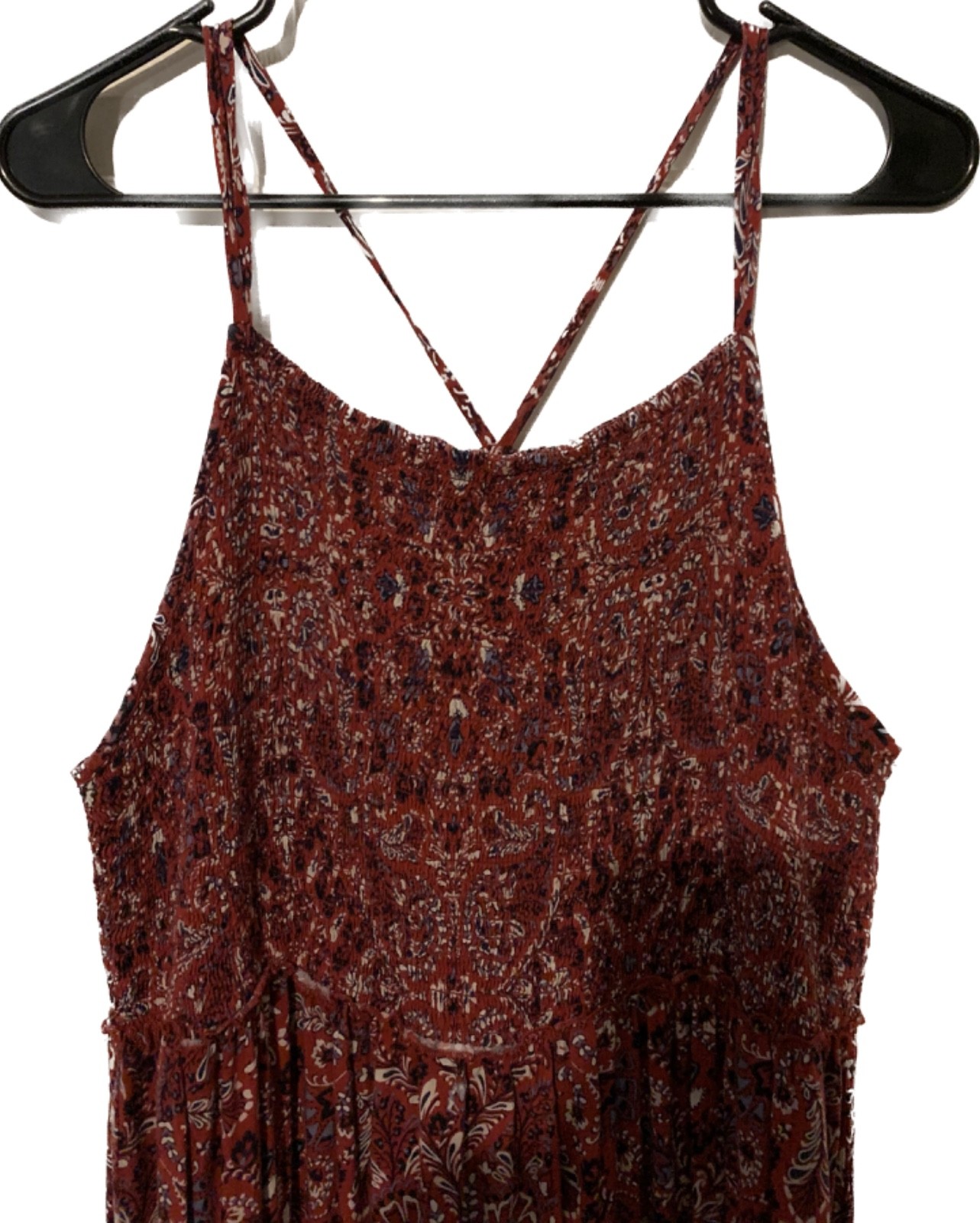Knox Rose Womens XXL Sundress Red Paisley Summer Spaghetti Straps