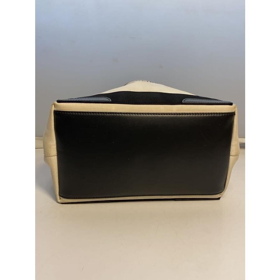 Balenciaga White Canvas Handbag Black Strap 11.6in 339933 Auth