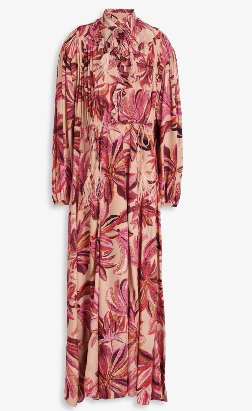 FARM Rio Floral Tapestry V Neck Maxi Dress- Missing Tag Size Large