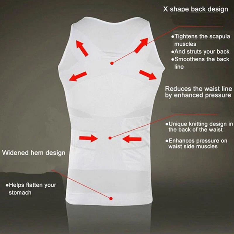 Mens Slimmings Body Shaper Belly Chest Compression Vest Girdle T-Shirt Tank Top