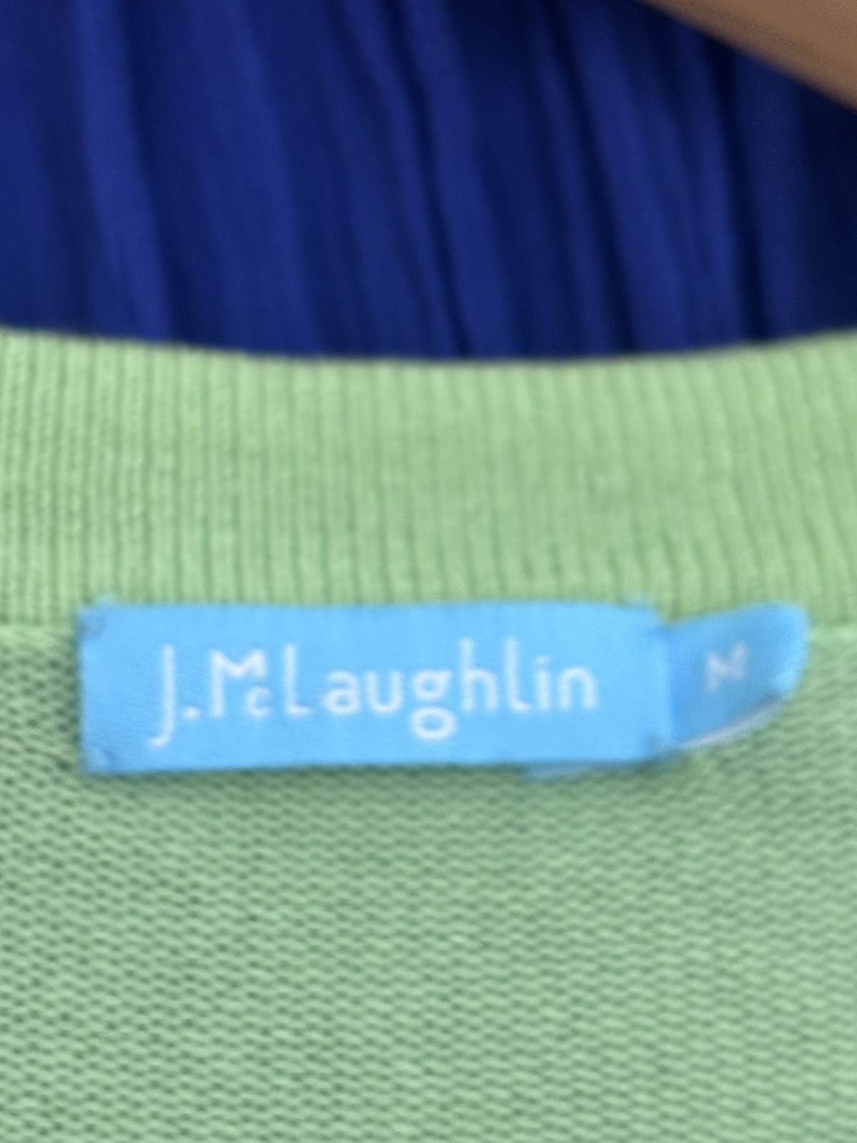 J. McLaughlin Mint Green Silk Front Scarf Print Cardigan L/S Sweater Buttons M