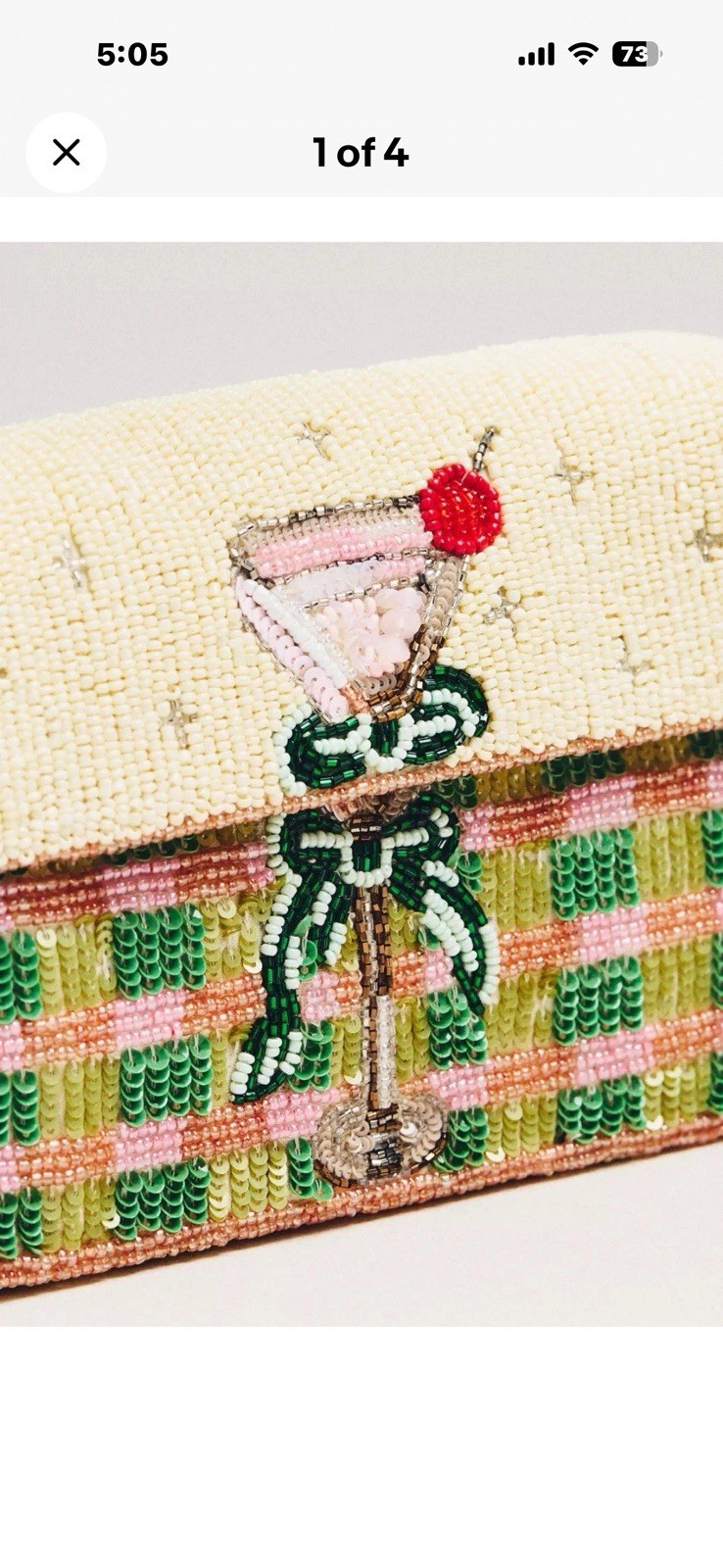 The Fiona Beaded Bag: Food & Drink Edition Plaid Martini Anthropologie NWT