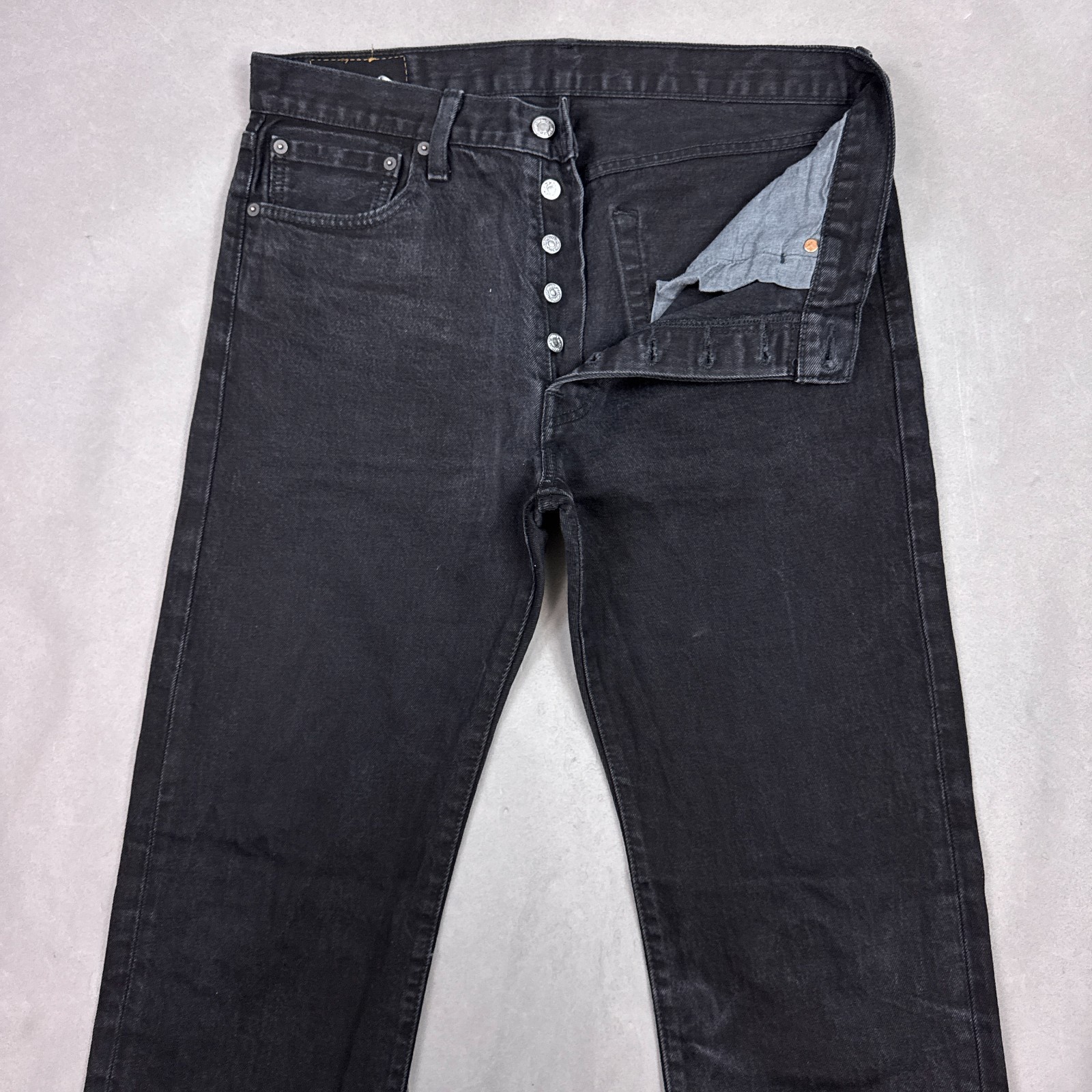 Levis 501 Jeans Mens 34×32 Black Button Fly Denim Pants Straight Dark (Tag34x36)