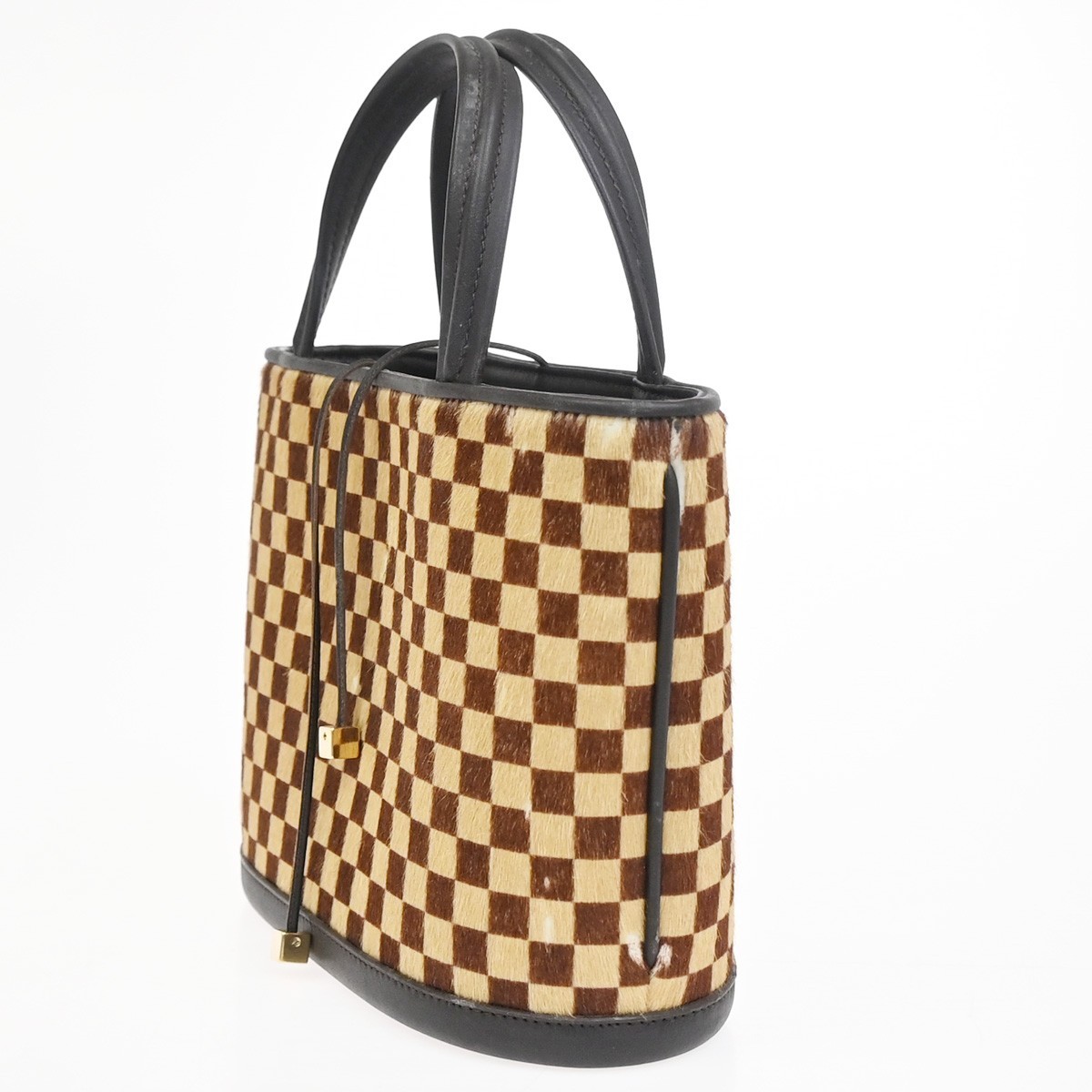 LOUIS VUITTON Impala Hand Bag Damier Sauvage Furb Leather Brown M92133 33YJ035
