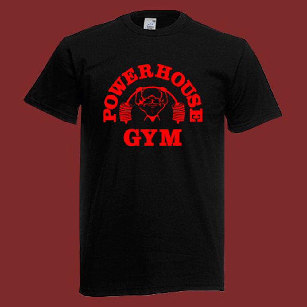 Powerhouse Gym Red Men’s Black T-Shirt Size S-5XL