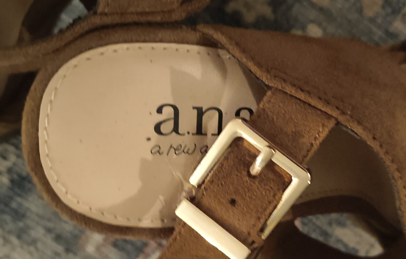 a.n.a Brown Suede Platform Block Heel Ankle Strap Sandals Size 6.5 M