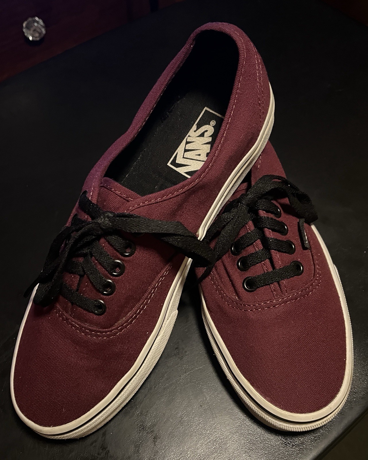 VANS Authentic Classic Skate Shoes Maroon Port Royale Canvas Men 8/Women 9.5