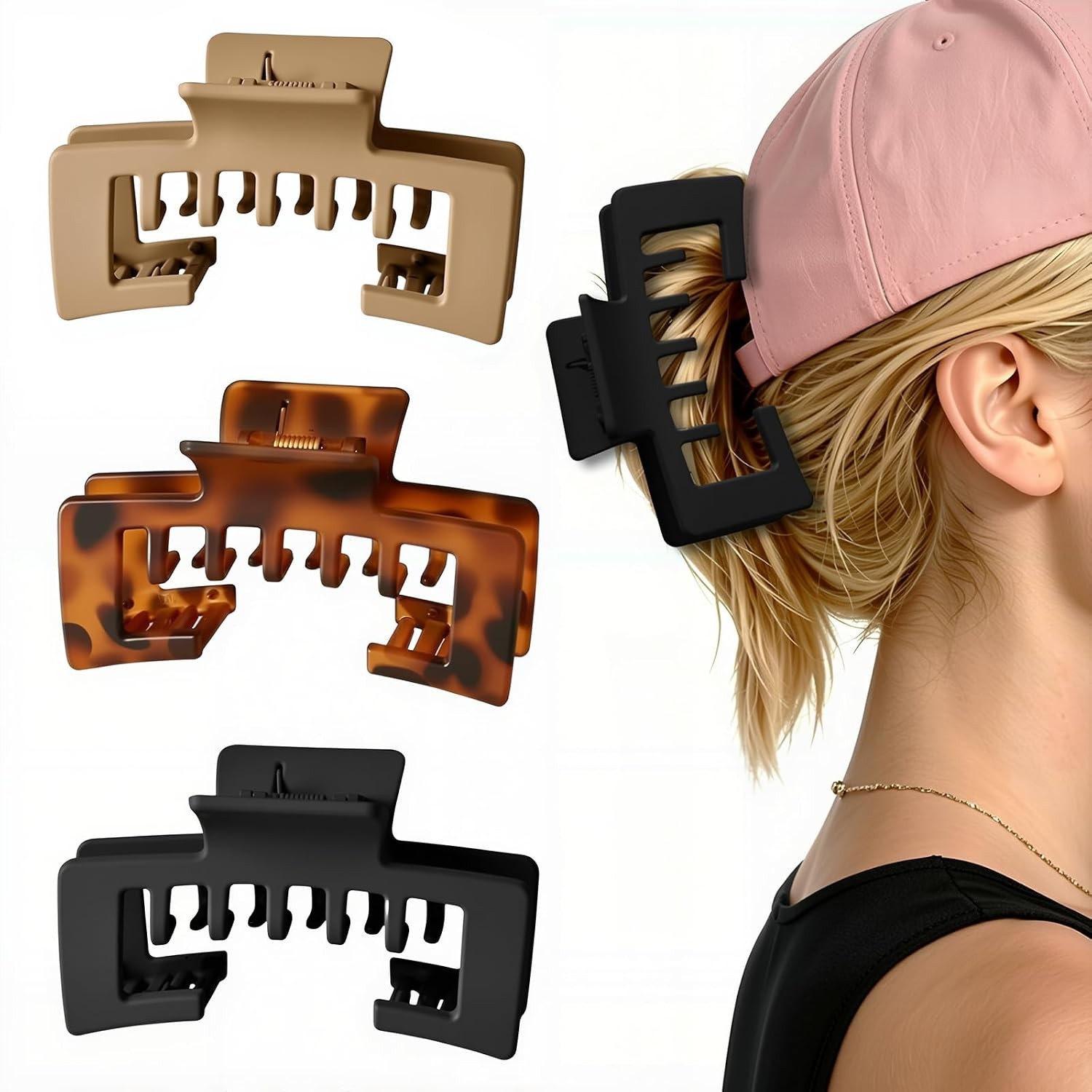 3 Pcs Large Hat Claw Clips for Women, 2026 New Non-Slip Strong Hold Hair Clips