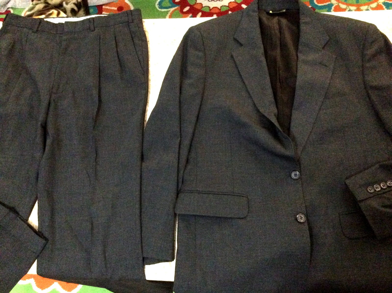 MEN’S SZ 42 L 34 W Tailors Row for Deansgate 2 pc. suit set Black Worsted Wool