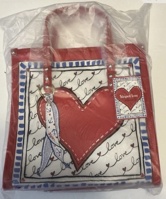NWT BRIGHTON STRIPED LOVE CLEAR TOTE Crossbody Designer Blue Canvas Strap-NIP