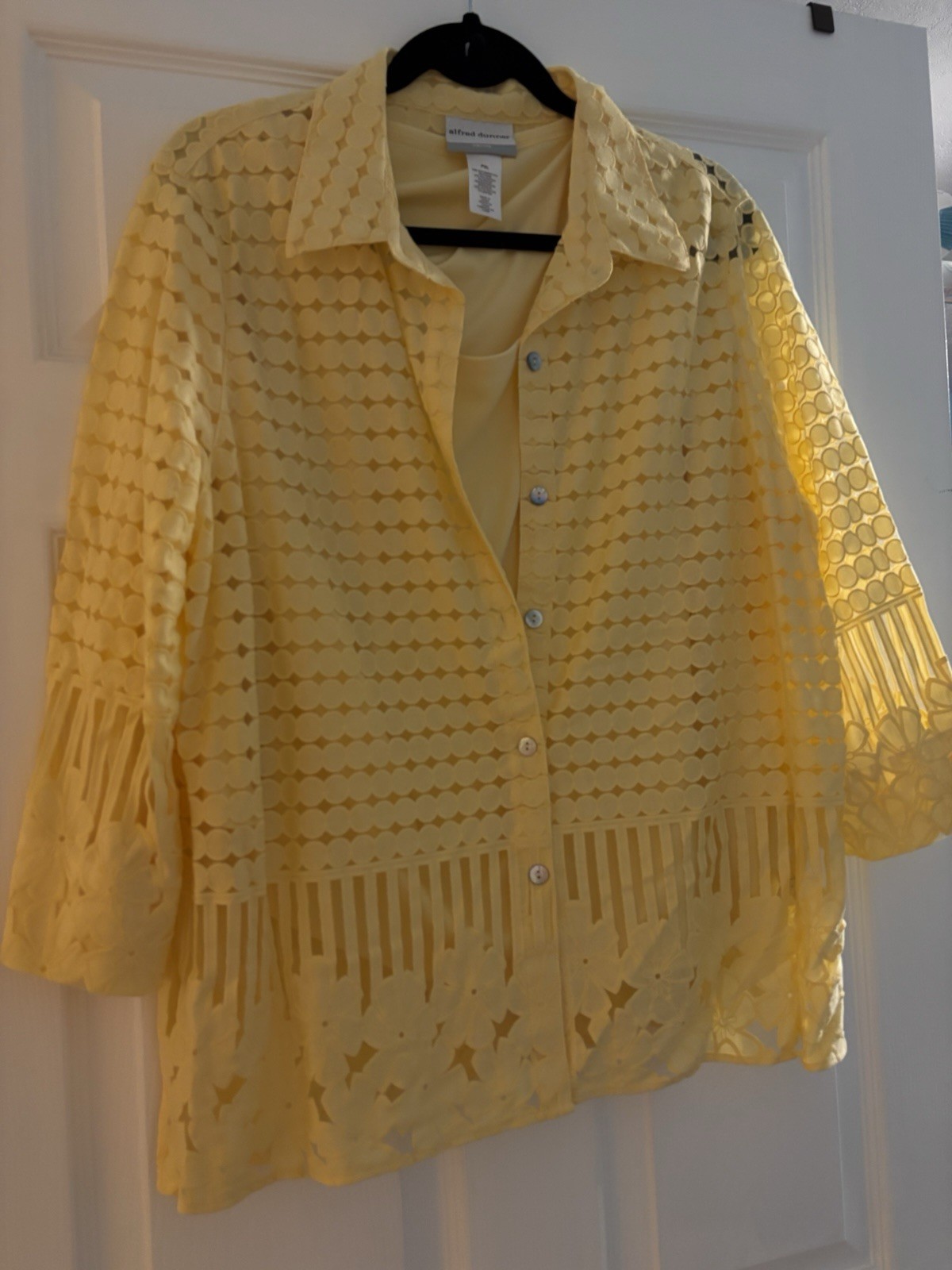 Alfred Dunner Women’s PXL yellow shirt with over jacket 3 qtr sleeve