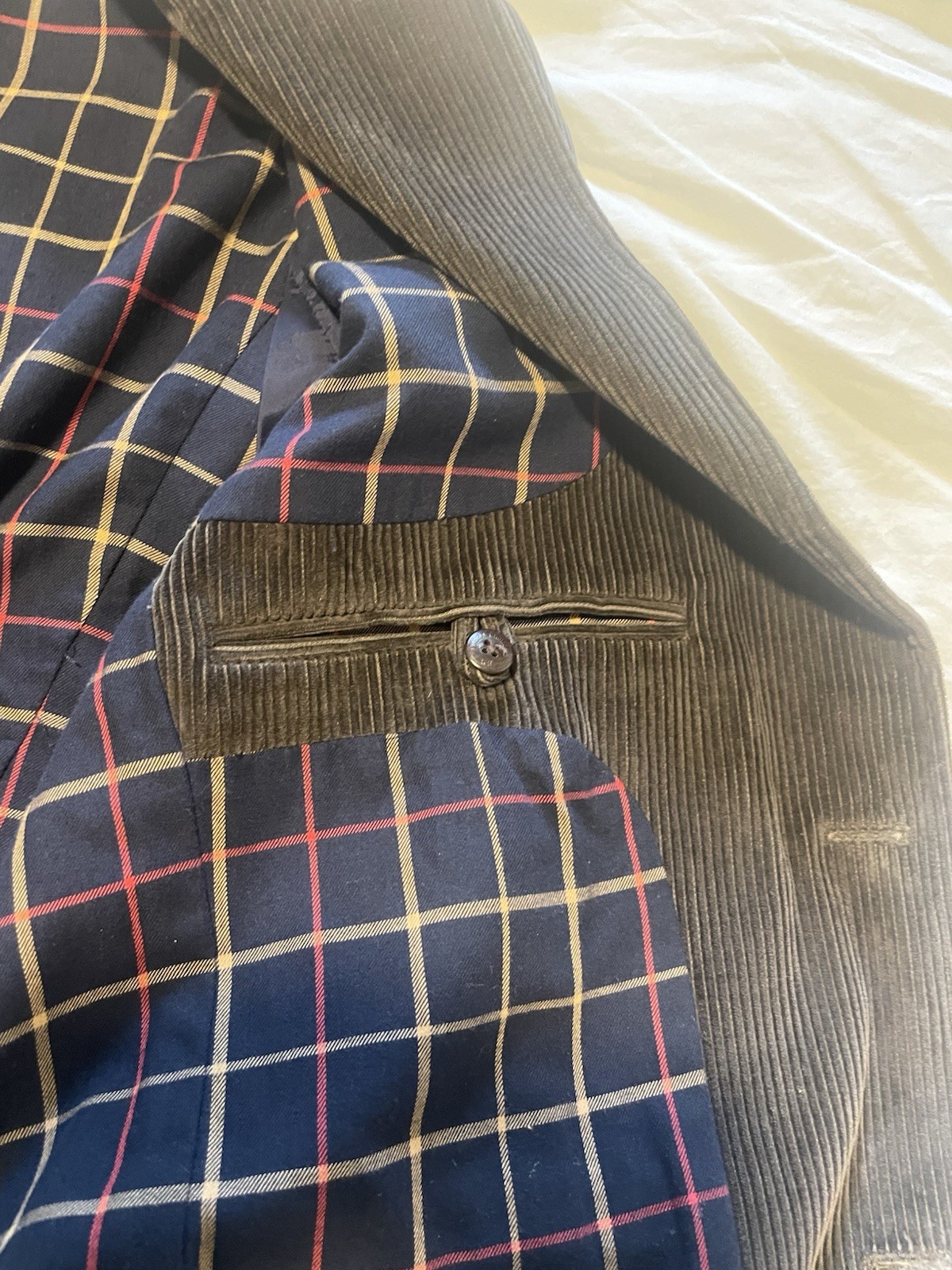 Brooks Brothers Brown Corduroy Blazer. Plaid Lined Elbow Patches.