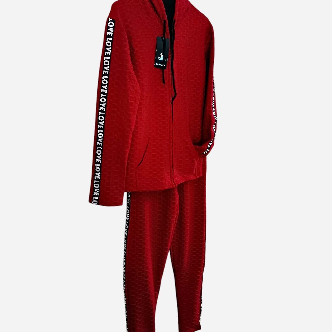 Z Fashion Active Wear Set Women S/M Red Black Long Sleeve Zip And Yoga Pants New