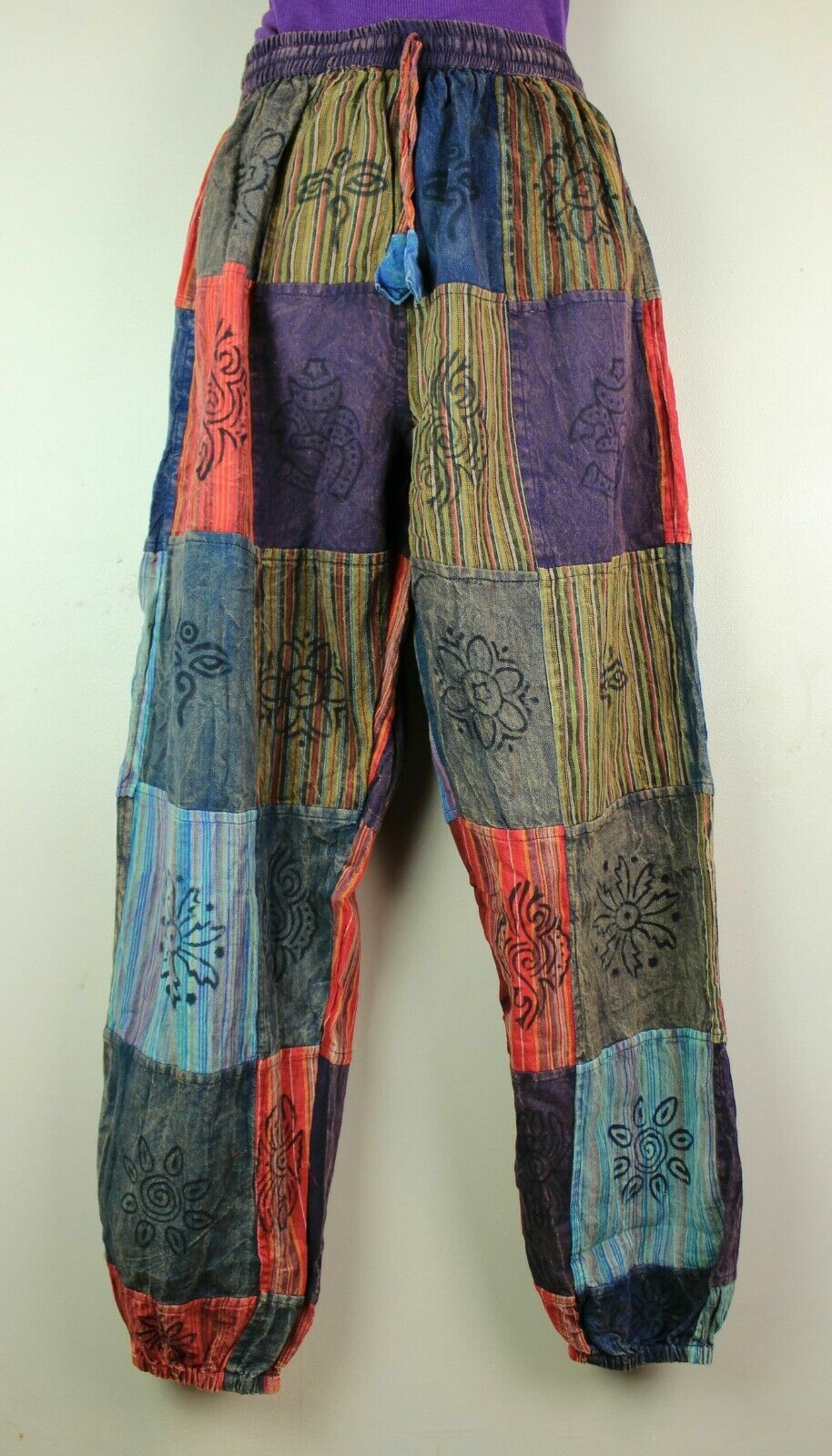 NWT S-4XL Patchwork Casual Cotton Trousers Hippie Yoga Pants Festival Combat S58