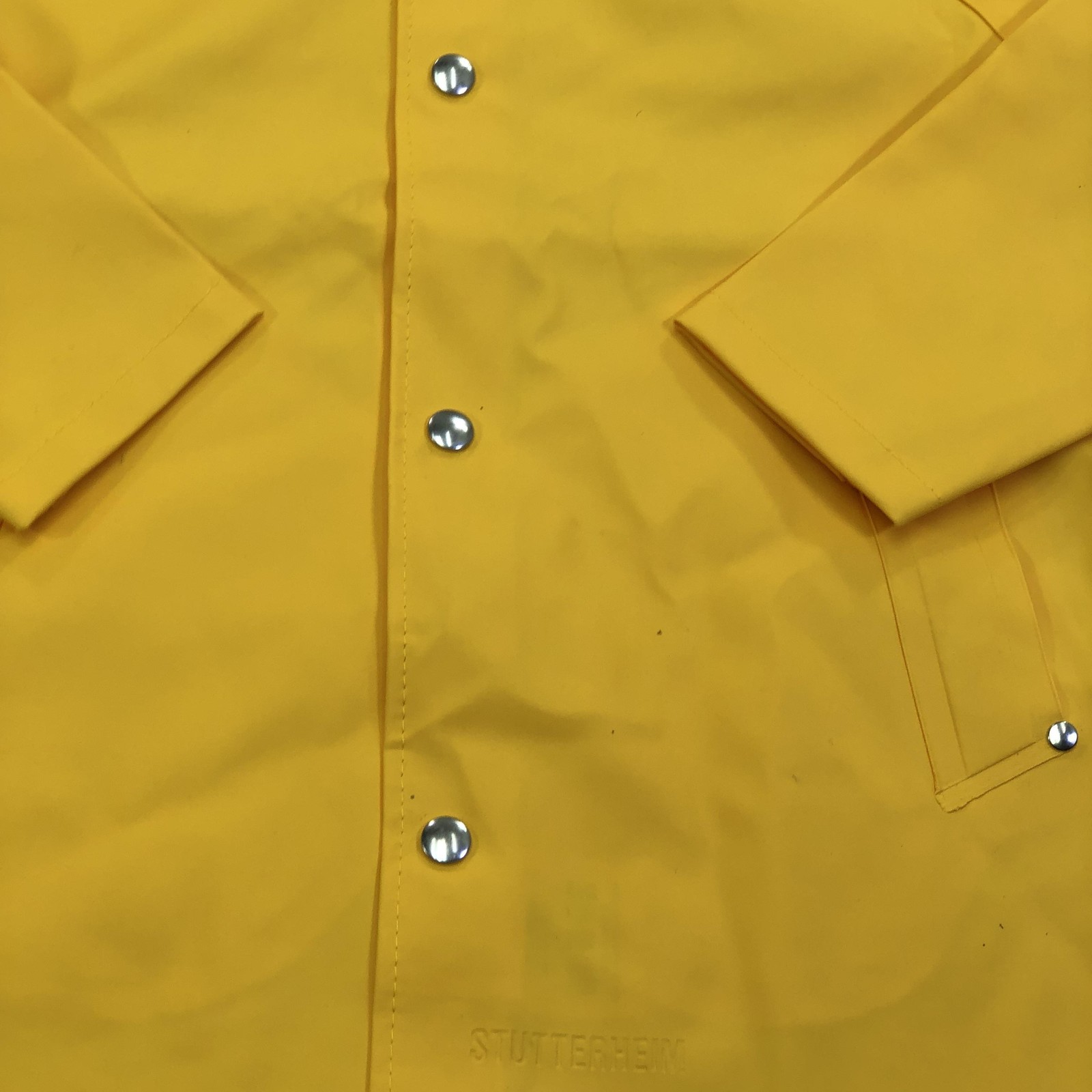Stutterheim Raincoat Kids 6-7 Yellow Mini Hooded Snap Waterproof Rubberized