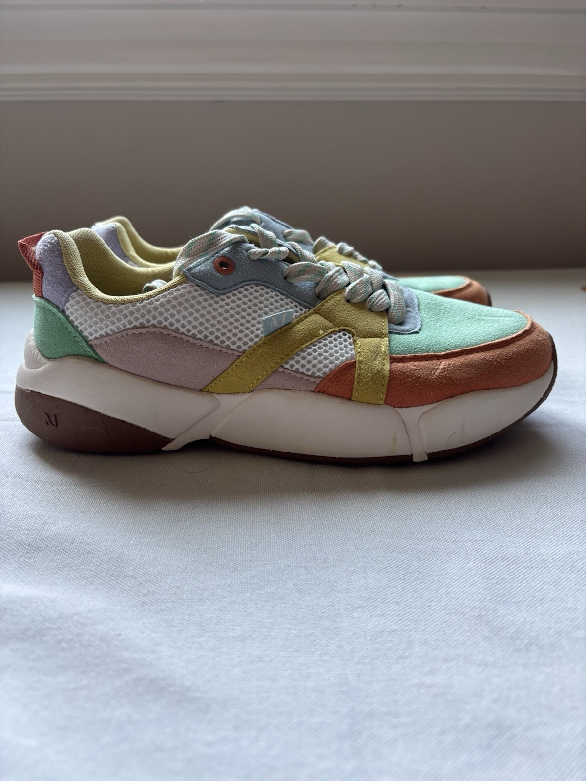 ODAJE ex M. MOUSTACHE LISON Sweden Vegan and Mesh Green Lemon Sneakers Size 38