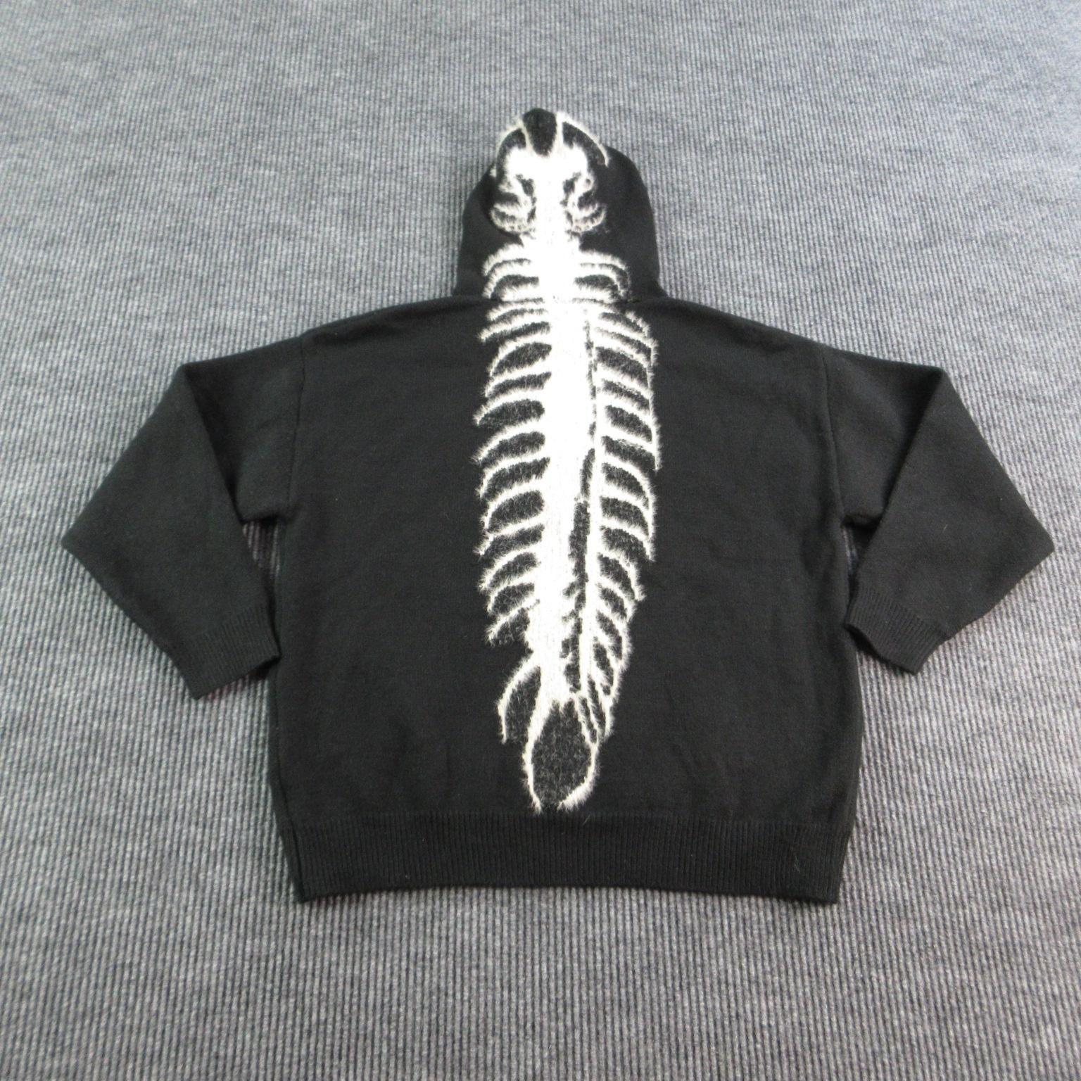 Ceimon Mens Large Black Pullover Centipede Hoodie Pockets Graphic Oversized Y2K