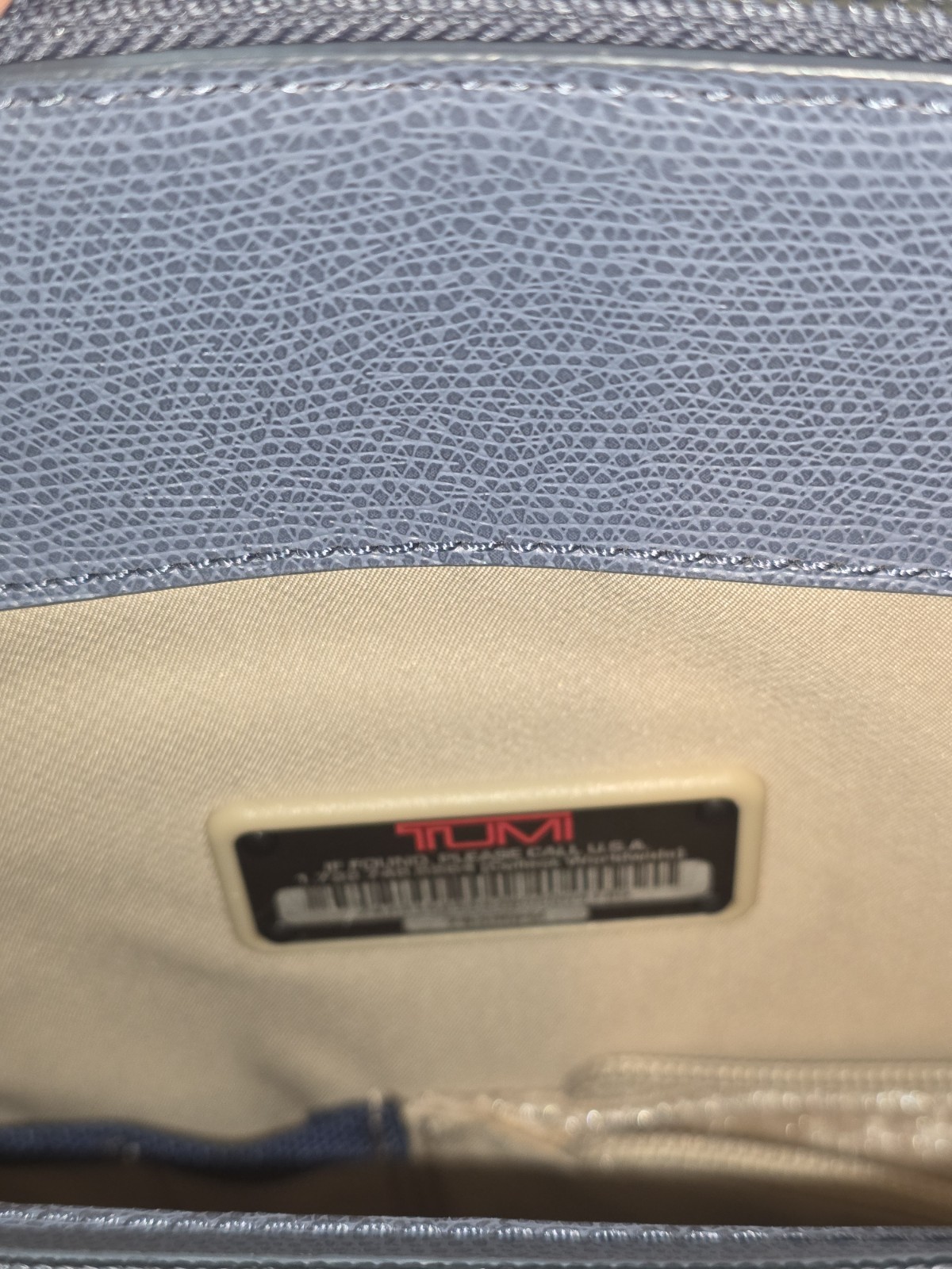 Tumi Dusty Blue Pebbled Leather Tote
