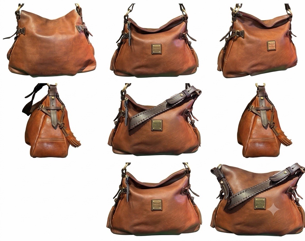 Dooney & Bourke Women’s Brown Hobo Shoulder Bag Zip Tassel Gold Hardware