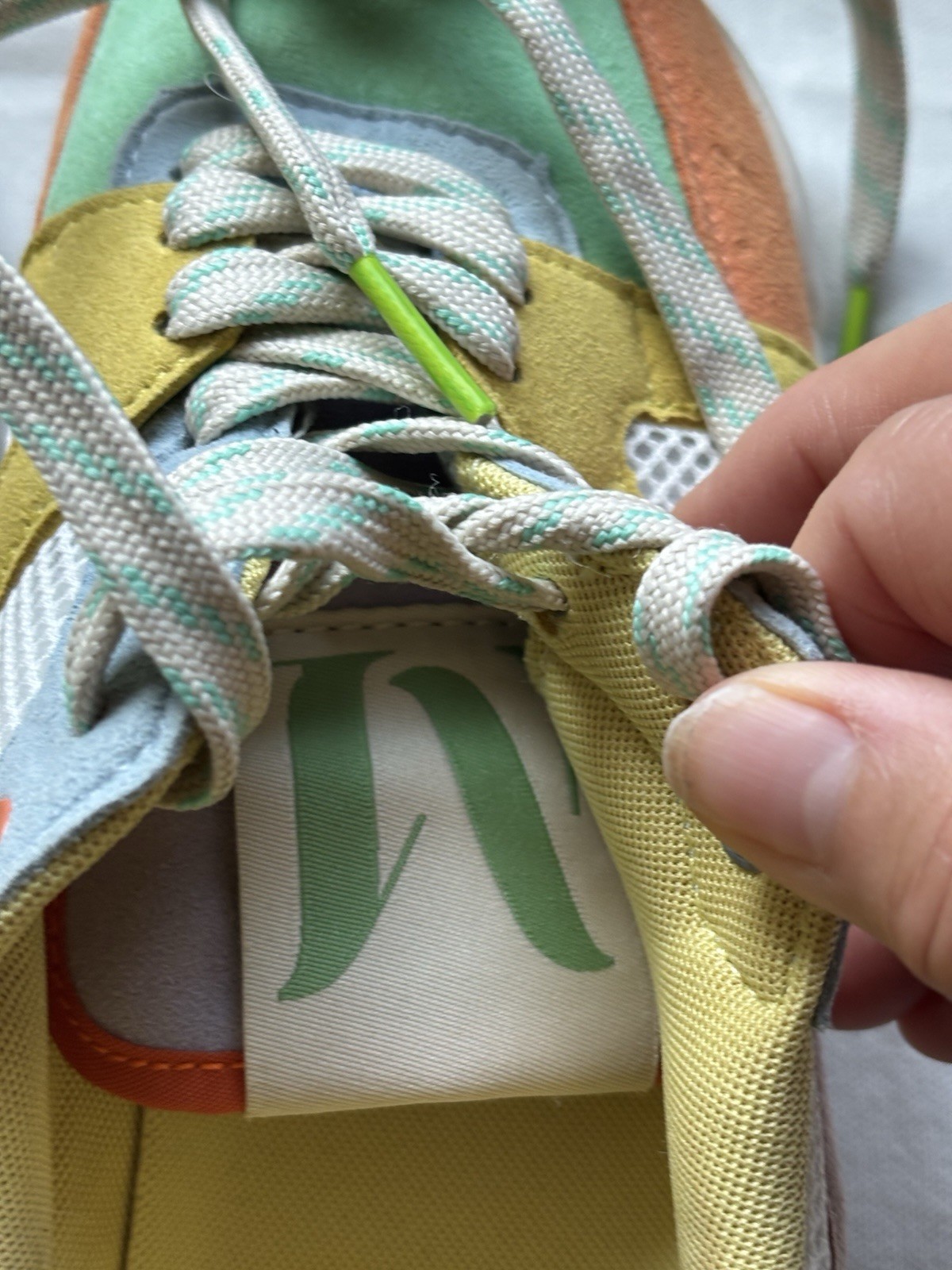 ODAJE ex M. MOUSTACHE LISON Sweden Vegan and Mesh Green Lemon Sneakers Size 38