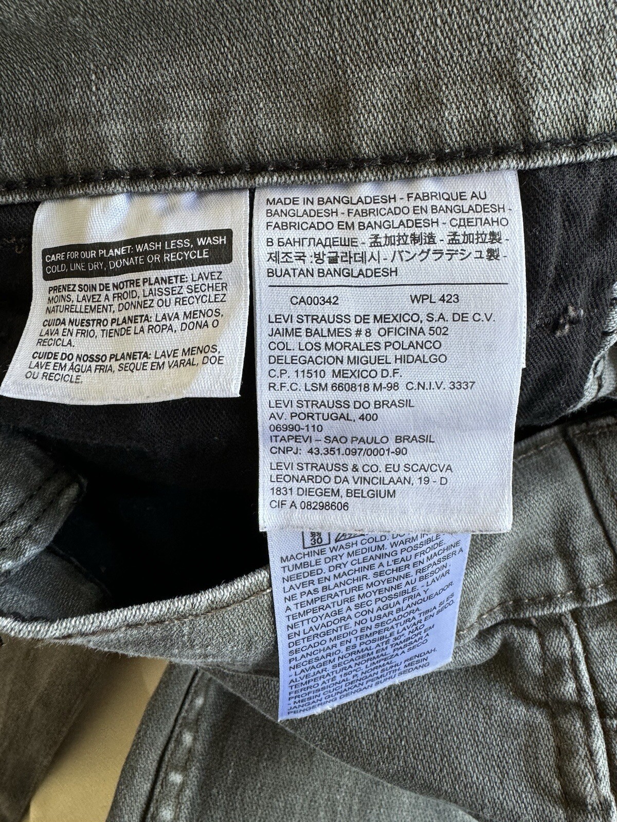 Levi 511 Green Slim Sit Below Waist Denim Jeans 30 X 32