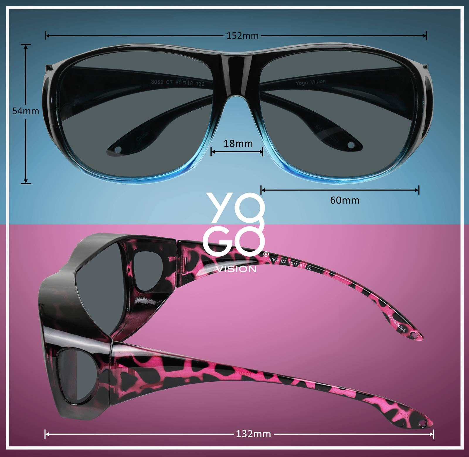 Fit Over Wrap Sunglasses Polarized Lens Wear Over Eyeglasses 100% UV Protection