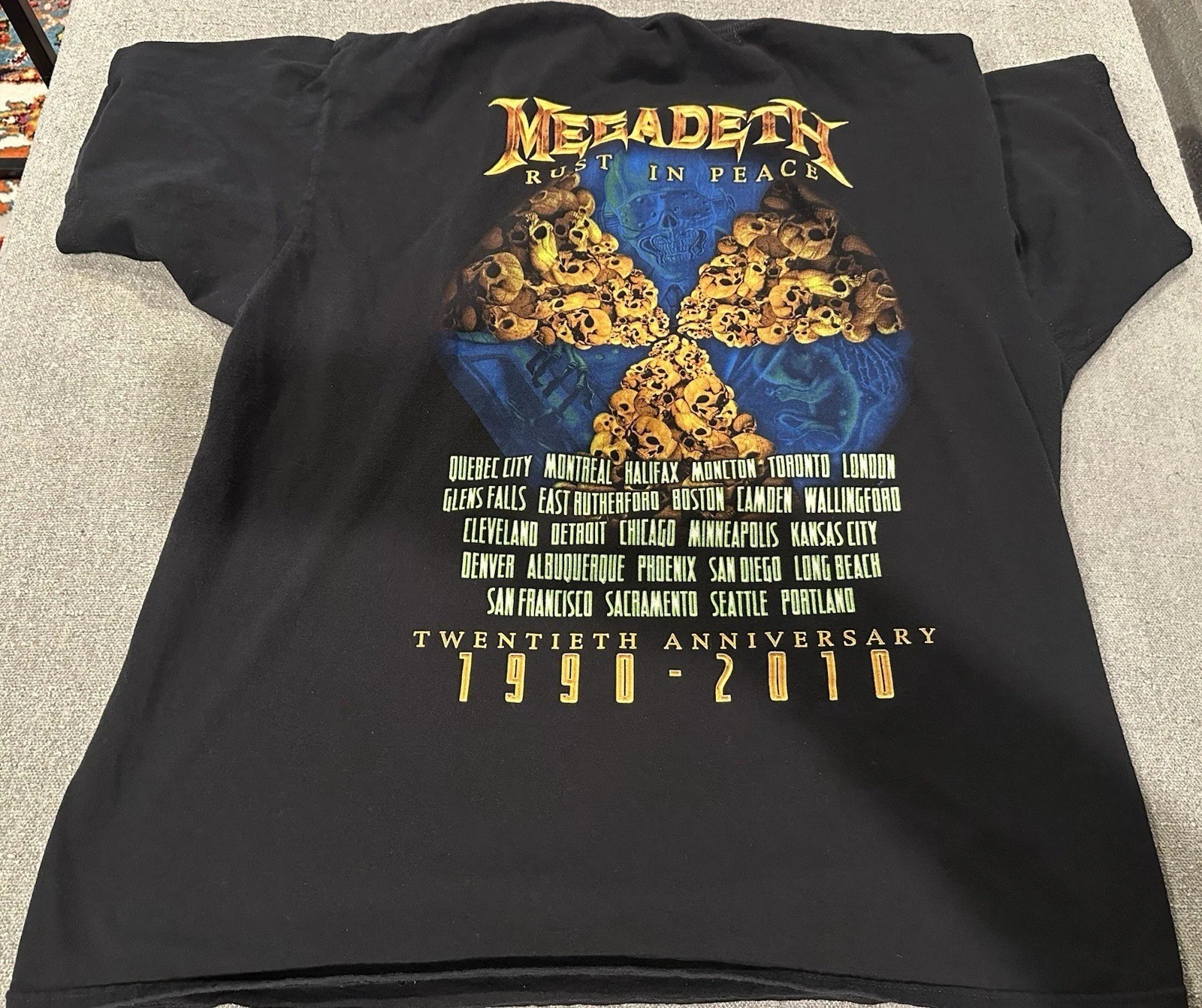 Megadeth Rust In Peace 20th Anniversary Tour 2010 Black 2-Sided T-Shirt