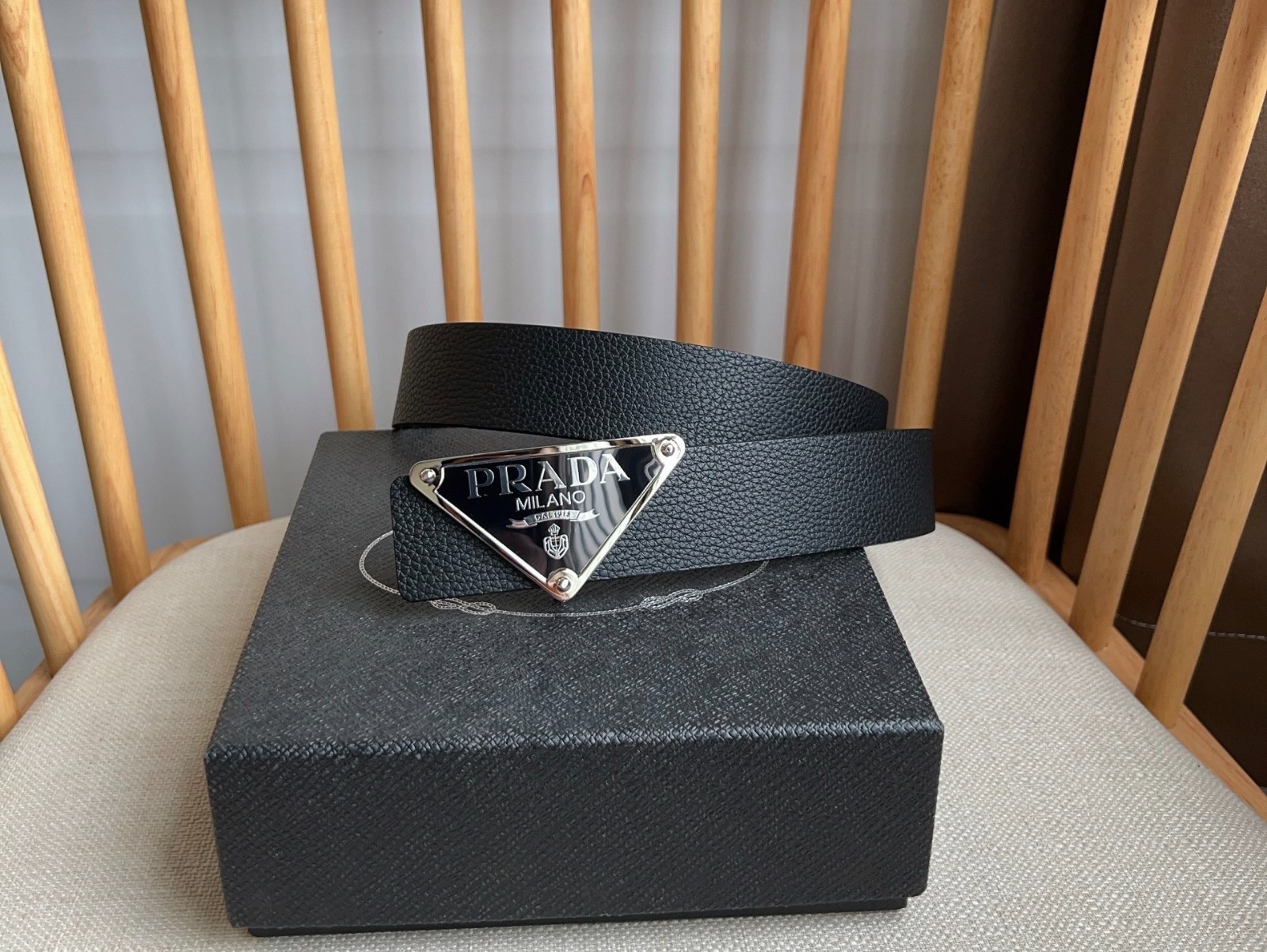Prada men’s black leather belt