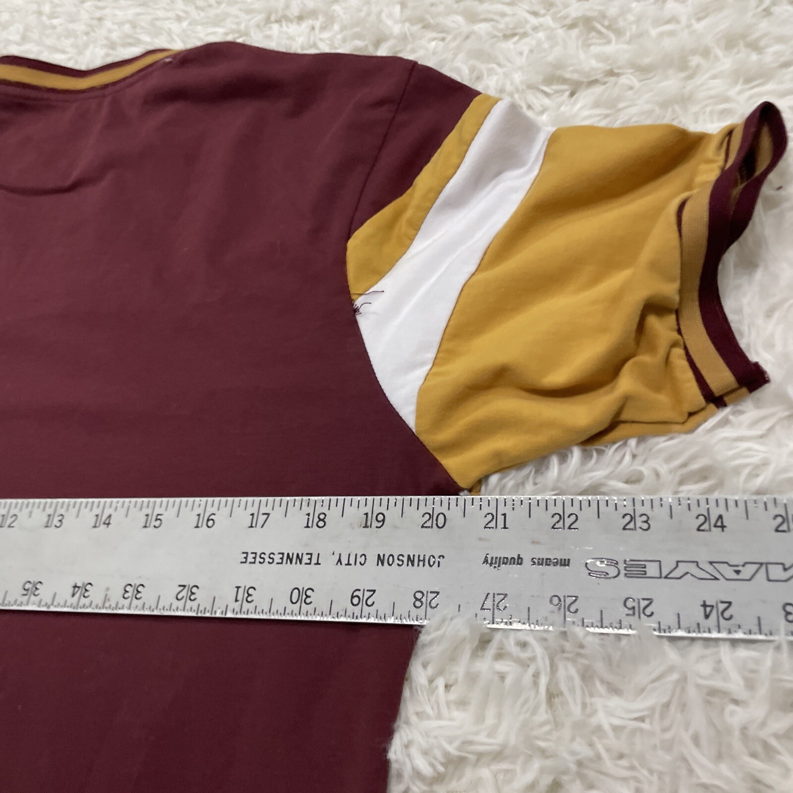 Brooklyn Laundry Retro 70s MCM Shirt Men M T Shirt Maroon Gold Cut & Sew Tee