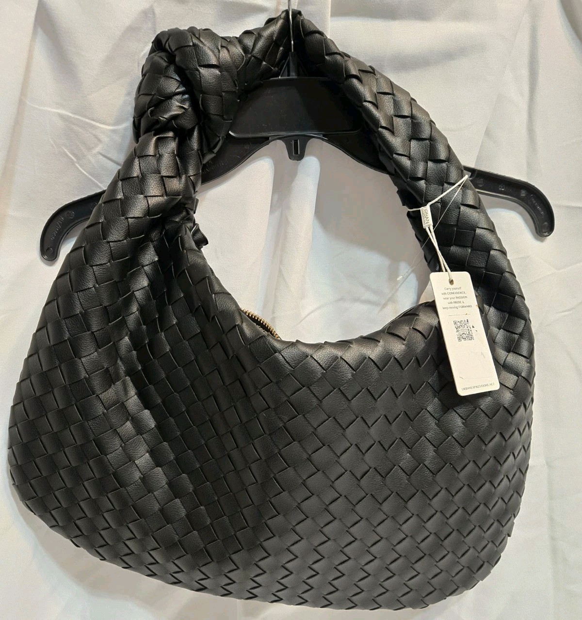Urban Expressions Black Woven Knotted Slouchy Hobo Shoulder Bag New With Tags