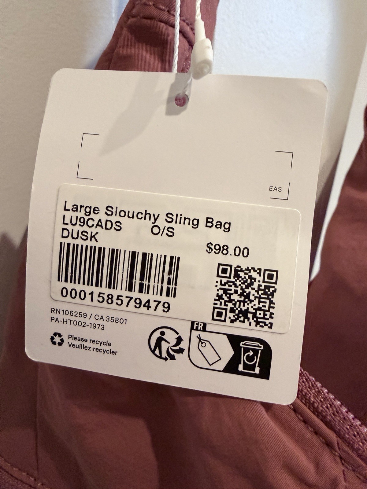 NWT Lululemon Large Slouchy Sling Bag 13L DUSK Sold Out!