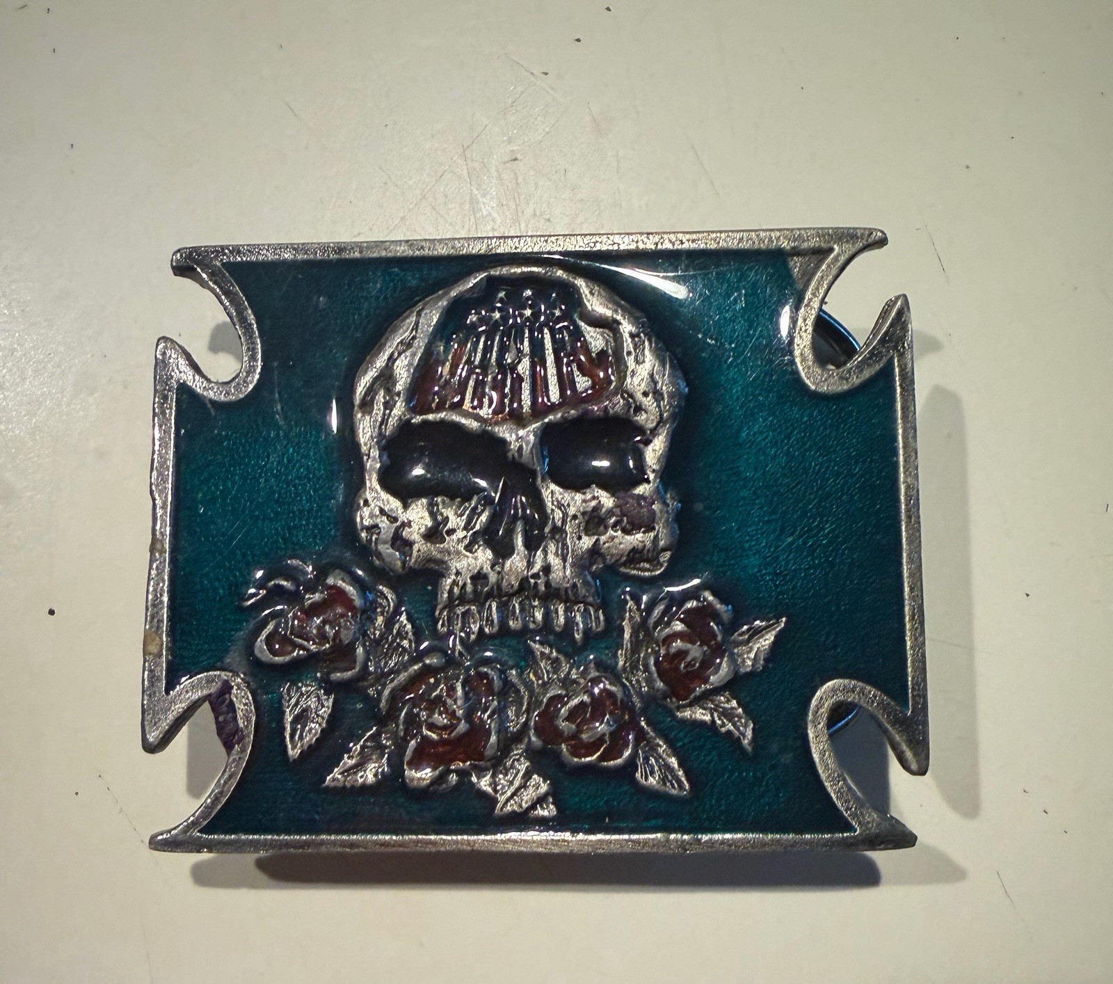 Vintage Skull With roses Grateful Dead Possible With One Chip As Shown