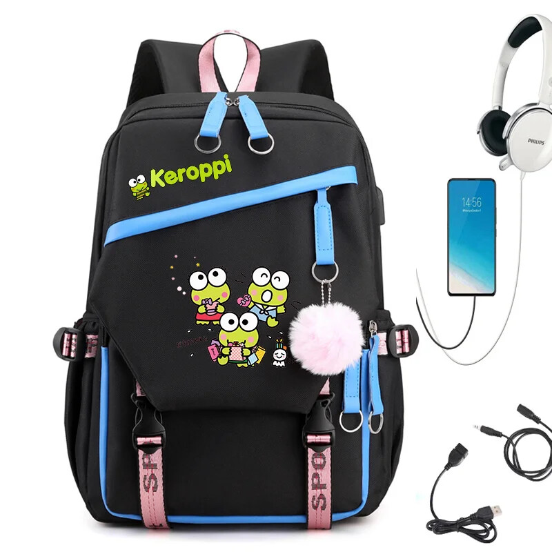 Kerokero/Keroppi/frog Backpack Rucksack School Bags USB Charging Backpack