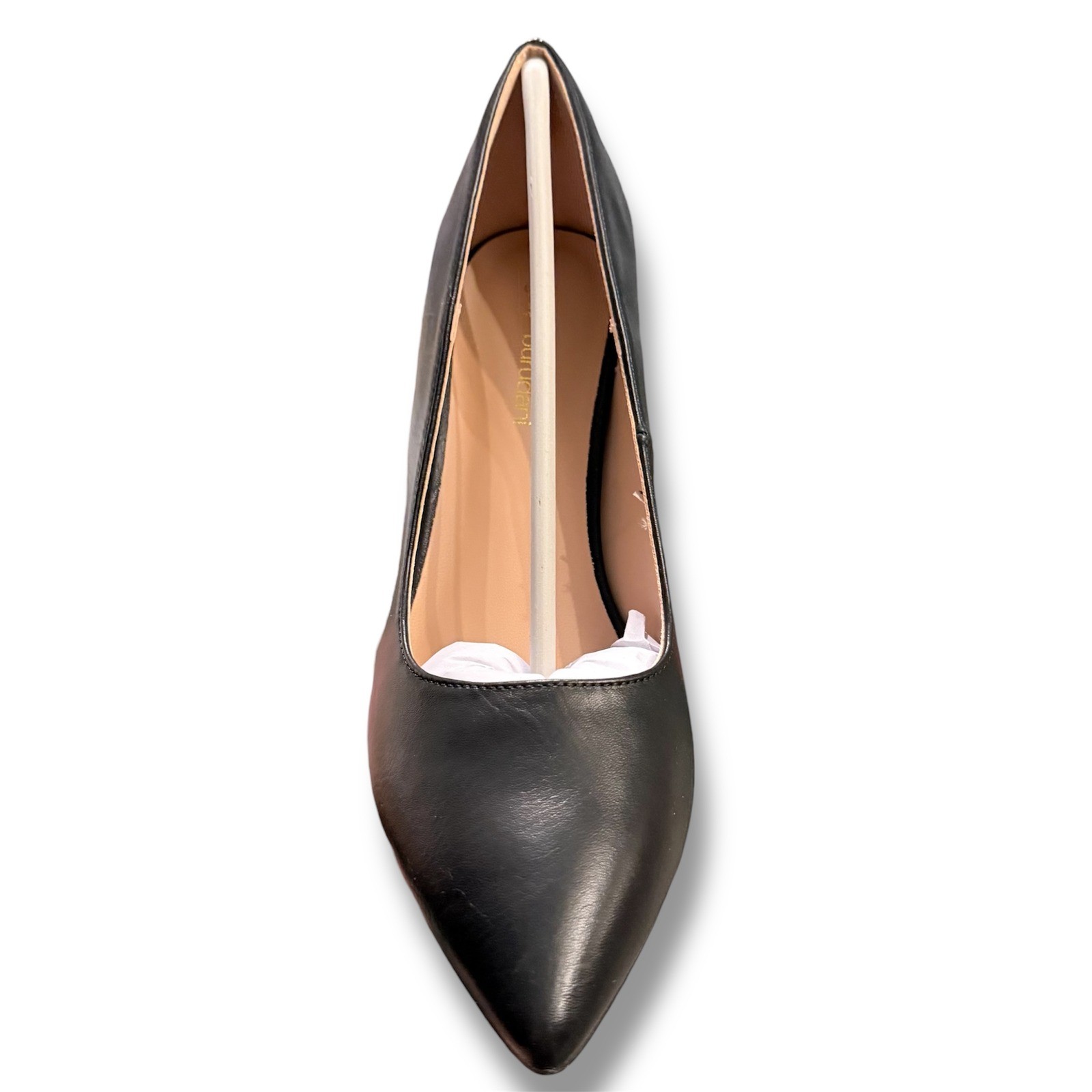 Burudani Womens Pointed Toe Pumps Black Faux Leather Stiletto Heels Sz 7.5 New
