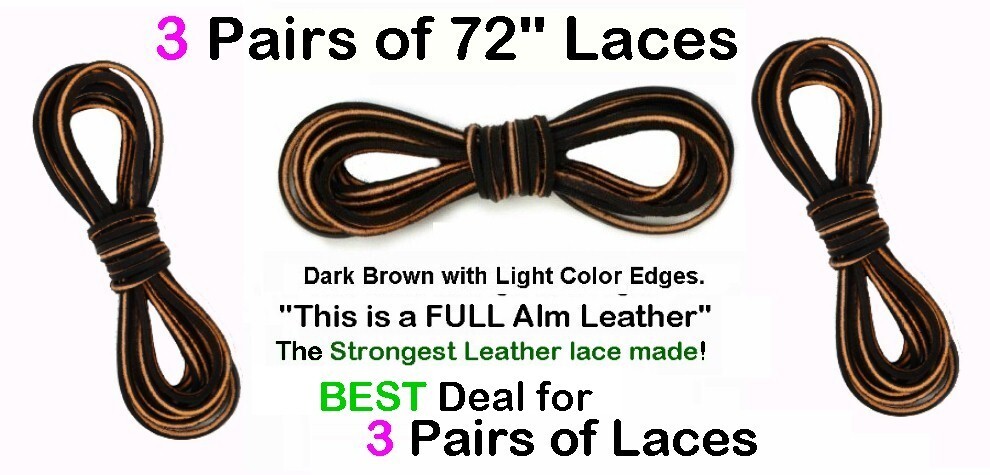 Leather Boot Laces Brown AC ~ 1 pair 72″ ~ Real TUFF Boot, Shoe Made in USA