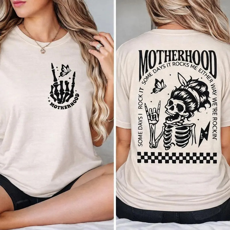 Motherhood Sometimes I Rock It T-Shirt Funny Mom Gift Cotton Sweatshirt