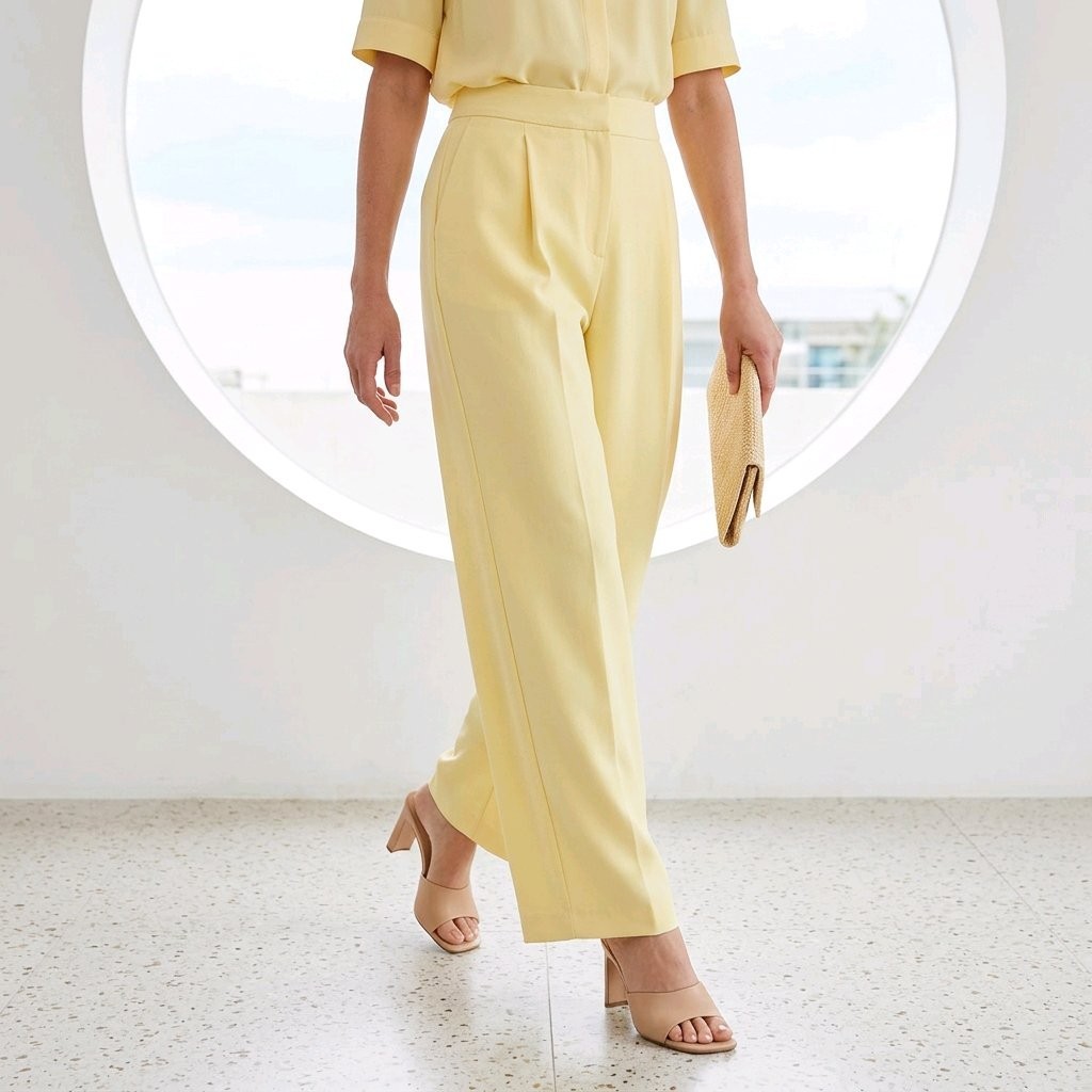 River Island Studios Lemon Yellow Wide Leg Palazzo Trousers UK 12 NWT Smart