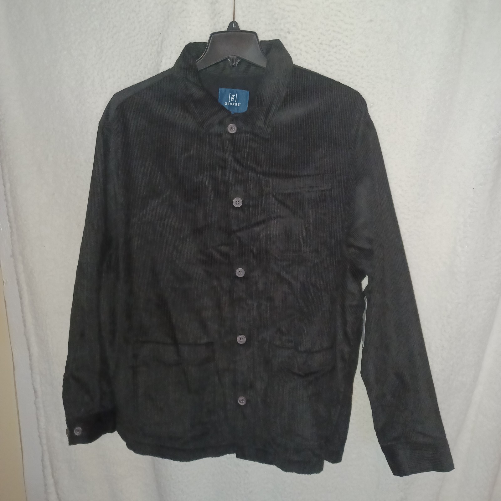 George Men’s 2XL 50-52 Corduroy Barn Button Up Jacket Black Soot (26B)
