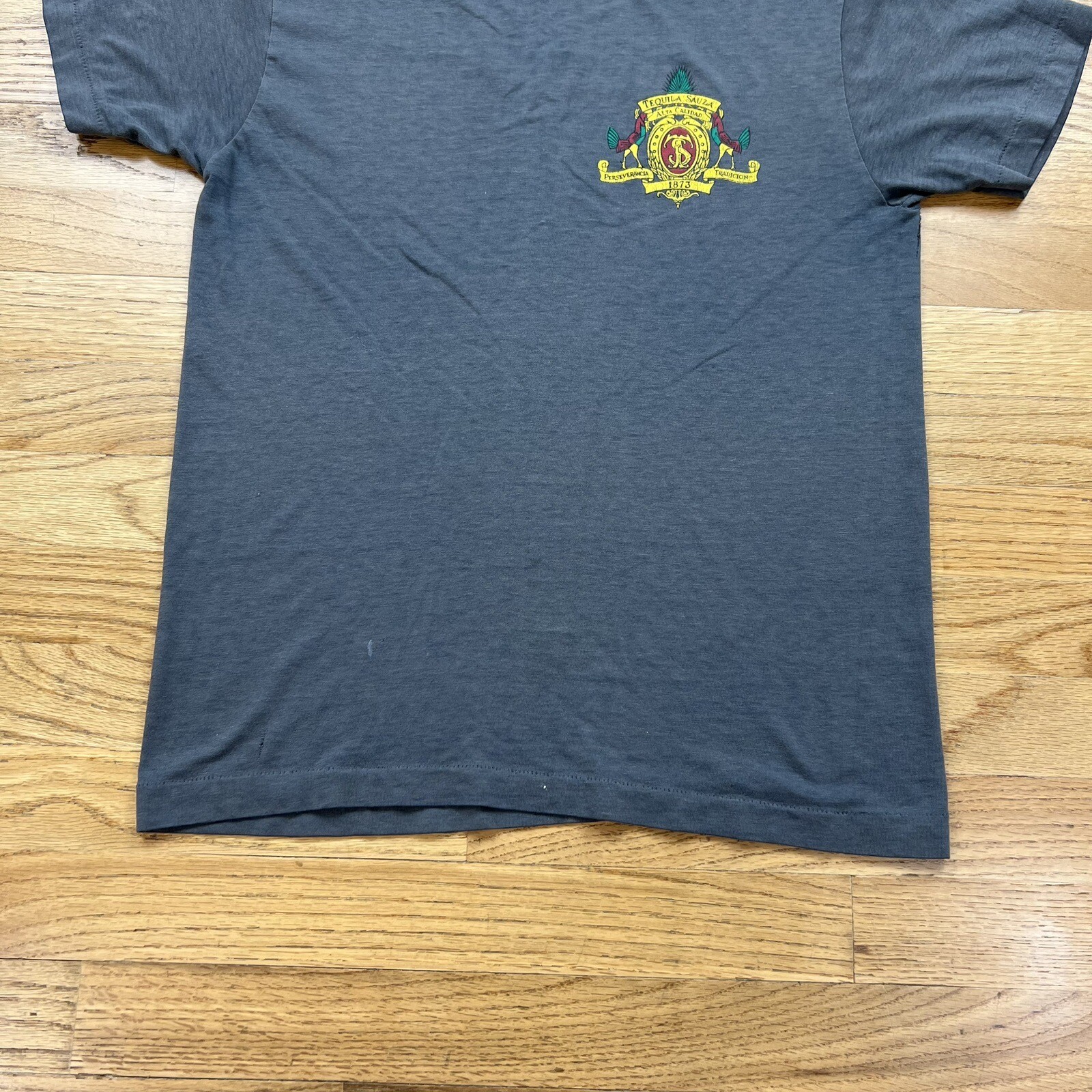 Vintage Sauza Tequila 1980s Promo T Shirt Single Stitch Sz L Graphic Print Faded