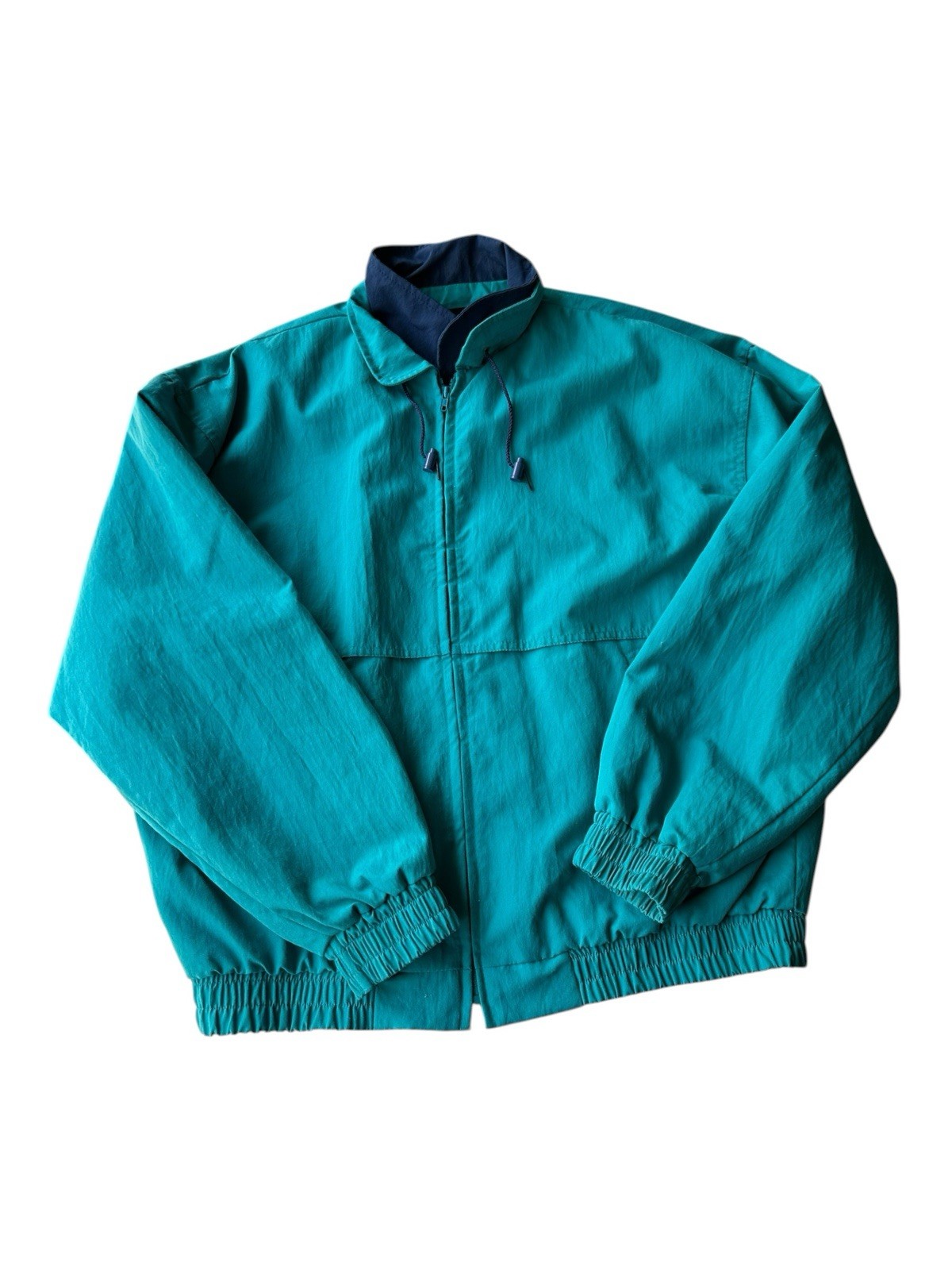 Vintage 90s California Imperial Windbreaker Jacket Teal Nylon USA Made XXL 52