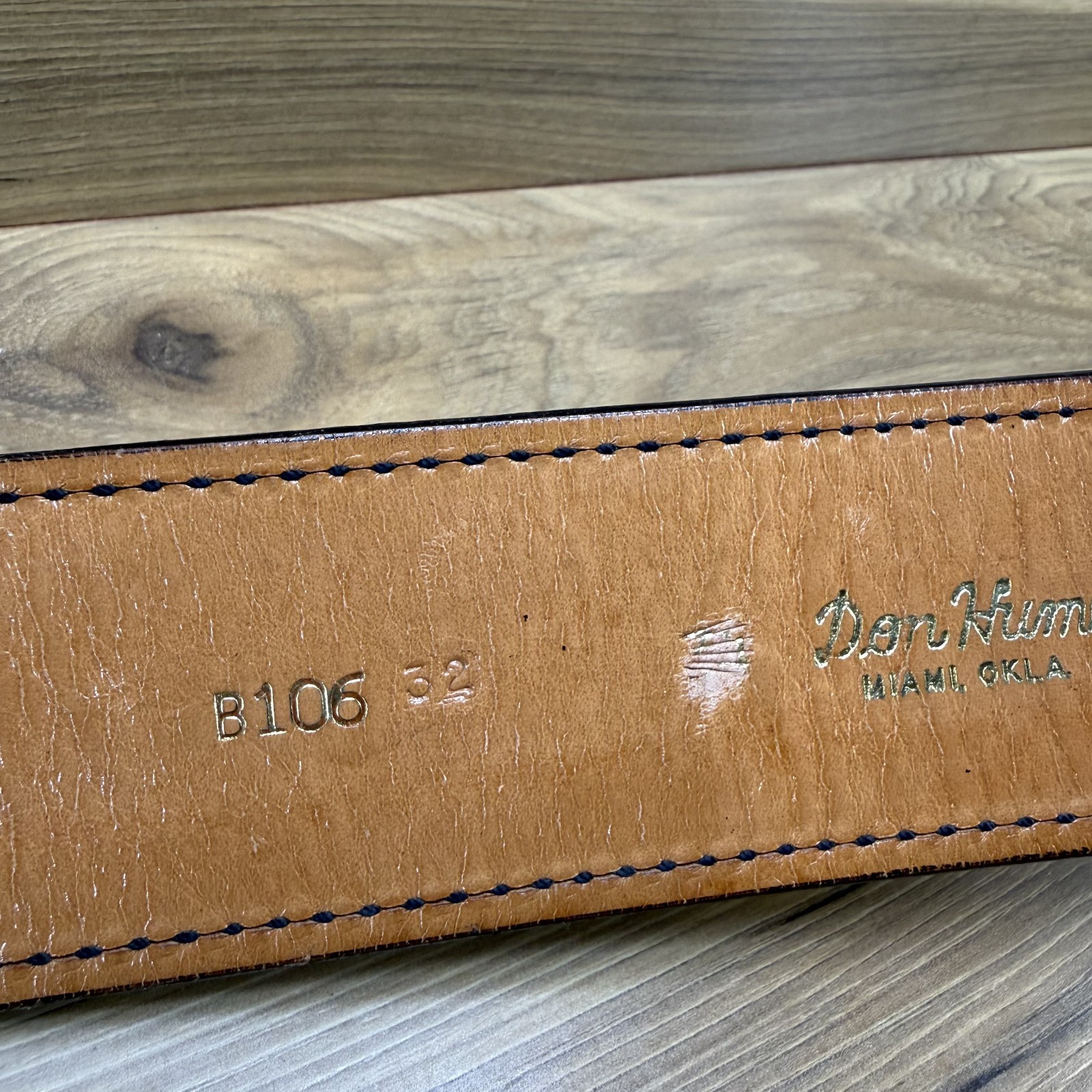 DON HUME Duty Belt 32 Black Leather 2.25 in Oklahoma USA Made