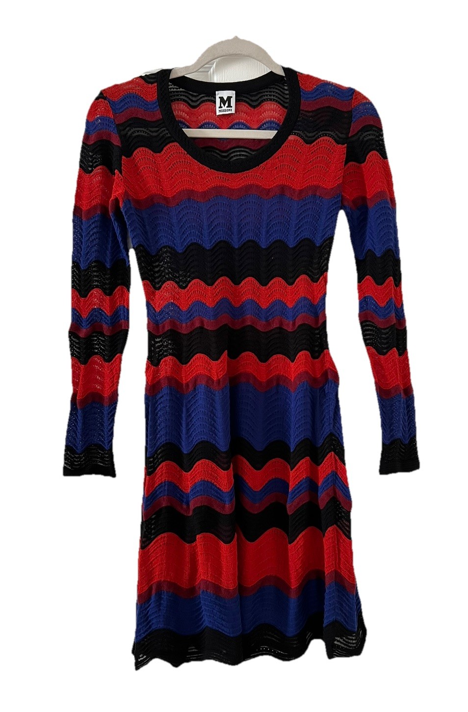 Missoni Knit Long Sleeve A-Line Orange Blue Black US M