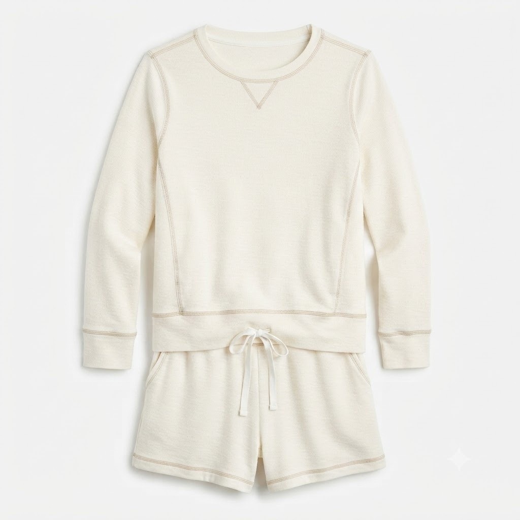 Tommy Bahama Womens Medium Cream 2 Piece Lounge Set Sweatshirt Shorts – CJ