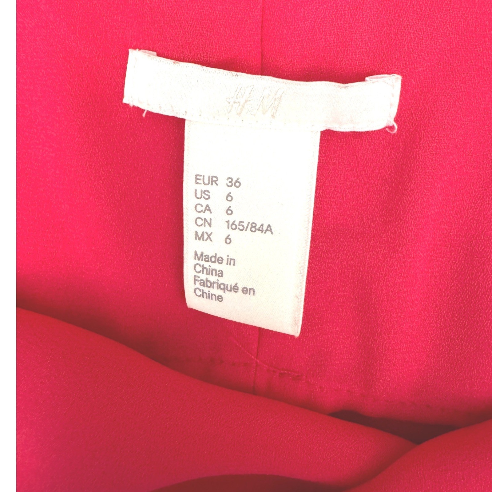 H&M Camisole Top V-Neck Side Slit Pink Size 6 Spaghetti Strap Silky Tank