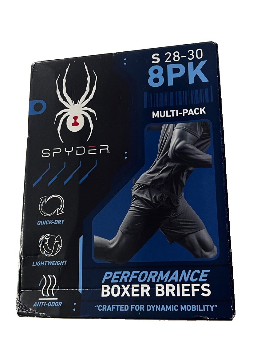 Spyder Performance Boxer Briefs 8-Pack Men’s S 28-30 Multicolor Quick-Dry New