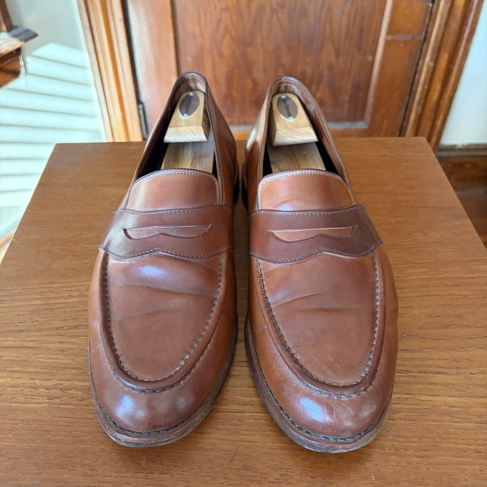 ALLEN EDMONDS 13EEE NATURAL SHELL CORDOVAN RANDOLPH LOAFERS SHOES 13 3E