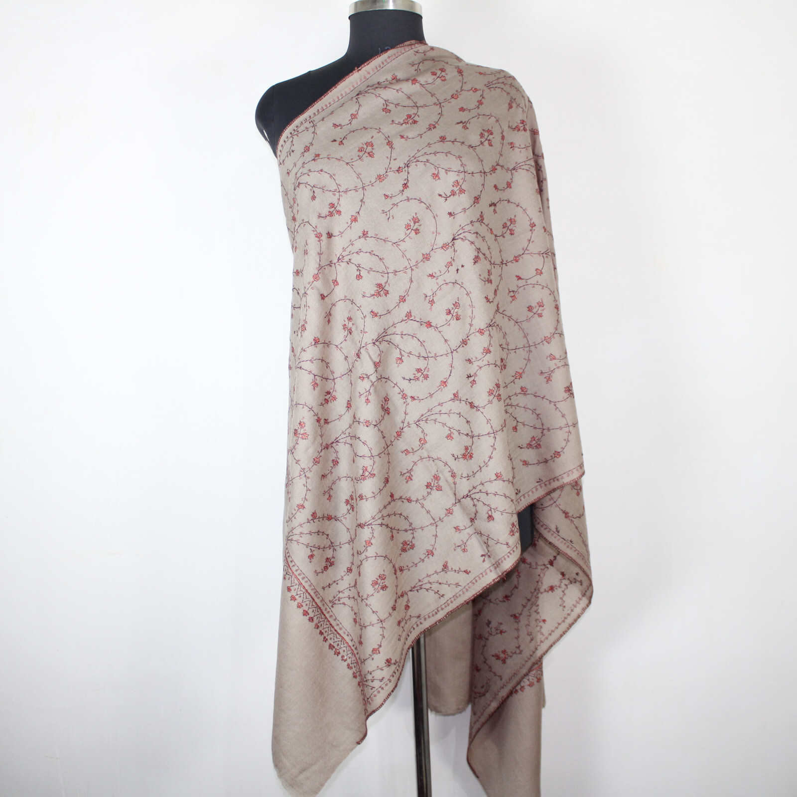Kashmiri Sozni Embroidered Pashmina Scarf, cashmere Stole For Women